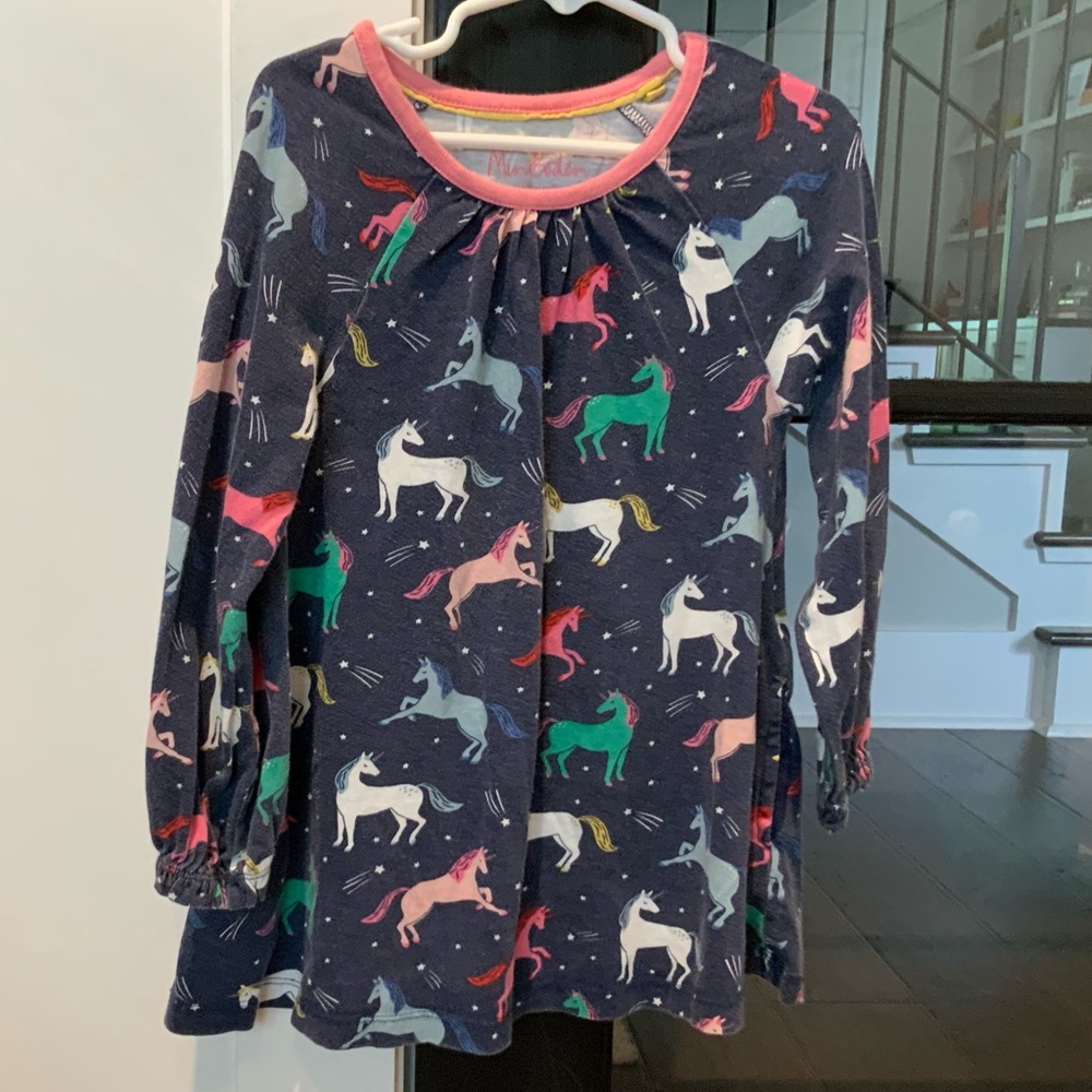 Mini Boden multi color unicorn dress
